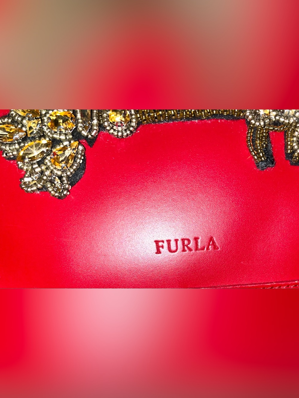 Furla NWOT Limited Edition Red 'Amore' Heart Patch Shoulder Bag With Dust Bag - Picture 5 of 9